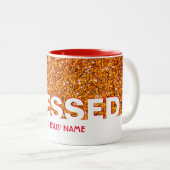 BLESSED in Jezus' naam | Stijlvol RODE Glitter Tweekleurige Koffiemok (Voorkant rechts)