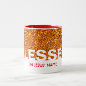 BLESSED in Jezus' naam | Stijlvol RODE Glitter Tweekleurige Koffiemok (Center)