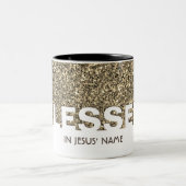 BLESSED in Jezus' naam | Stijlvolle BEIGE Glitter Tweekleurige Koffiemok (Center)