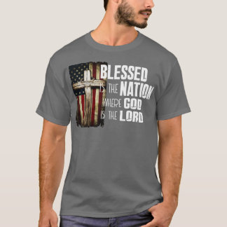 Blessed is de natie waarvan God de Heer Christelij T-shirt