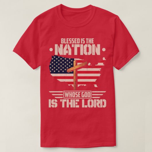 Blessed is de natie waarvan God de Heer is T-shirt (Design voorkant)