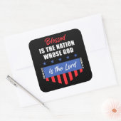 Blessed is de Nation - Christelijk Patriotic USA Vierkante Sticker (Envelop)