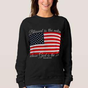 Blessed is de Nation Psalm 3312 4th of Juli vlag Trui