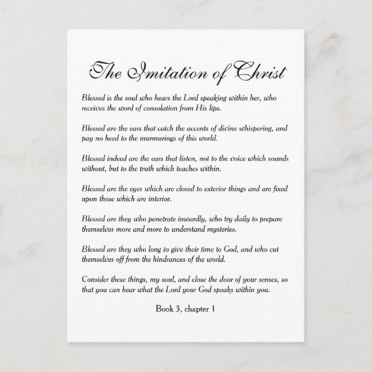 Blessed is de ziel die de Heer hoort Briefkaart (Voorkant)