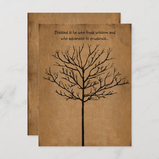 Blessed is hij die Wisdom een boom van het leven z Briefkaart (Voorkant / Achterkant)