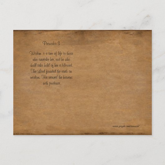 Blessed is hij die Wisdom een boom van het leven z Briefkaart (Achterkant)