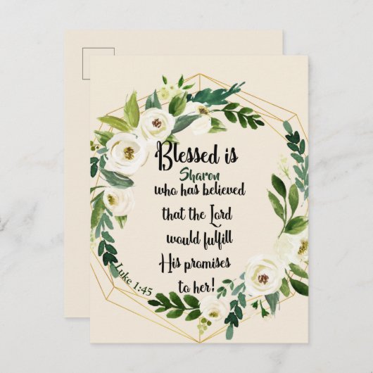 Blessed is zij die Christelijke naam geloofde Briefkaart (Voorkant / Achterkant)