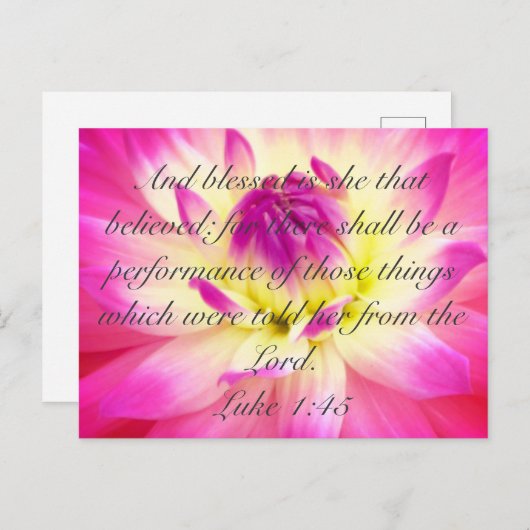 Blessed is zij die gelooft briefkaart (Voorkant / Achterkant)