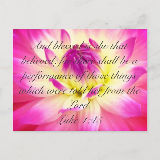 Blessed is zij die gelooft briefkaart (Voorkant)