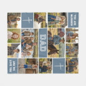 Blessed Loved Dad 12 Photo Collage Custom Text Fleece Deken (Voorkant (Horizontaal))