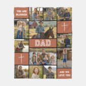 Blessed Loved Dad 12 Photo Collage Custom Text Fleece Deken (Voorkant)
