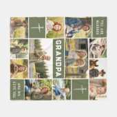 Blessed Loved Grandpa 12 Photo Collage Custom Text Fleece Deken (Voorkant (Horizontaal))