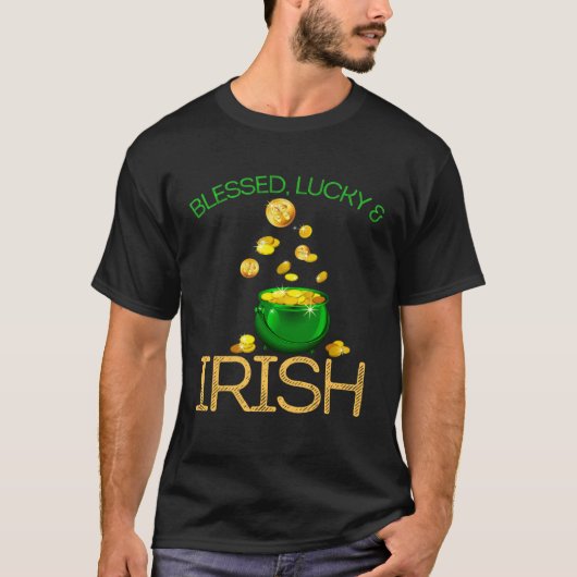 Blessed Lucky & Irish Men Women Kids Patricks Day  T-shirt (Voorkant)