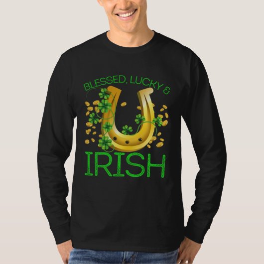 Blessed Lucky & Irish Men Women Kids Patricks Day  T-shirt (Voorkant)