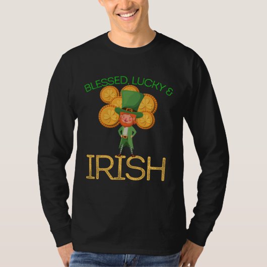 Blessed Lucky & Irish Men Women Kids Patricks Day  T-shirt (Voorkant)
