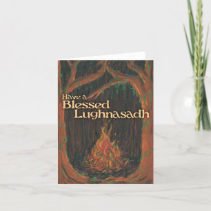 Blessed Lughnasadh Oil Pastel Bonfire Card Feestdagen Kaart