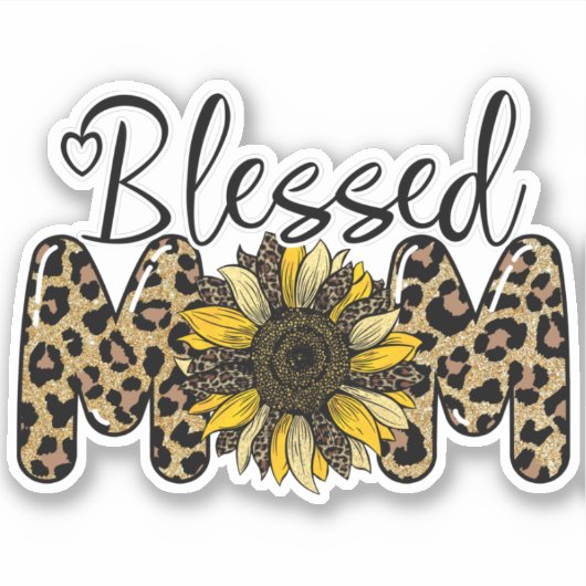 Blessed Ma Cute Cheetah Leopard Sunflower Sticker (Voorkant)
