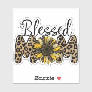 Blessed Ma Cute Cheetah Leopard Sunflower Sticker