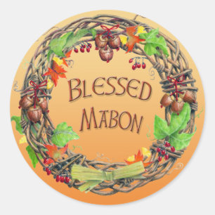Blessed Mabon Wreath Ronde Sticker