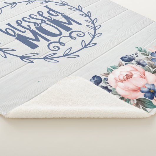 Blessed Mam Rustic Barn Wood Floral Moederdag Sherpa Deken (3/4)