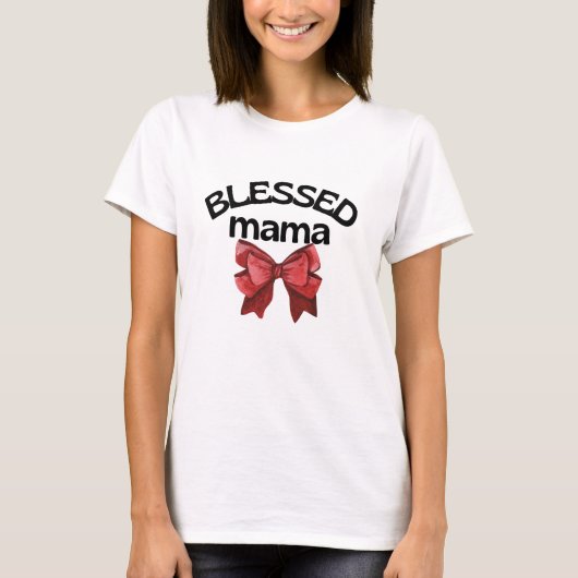 Blessed Mama Coquette Red Bow T-shirt (Voorkant)