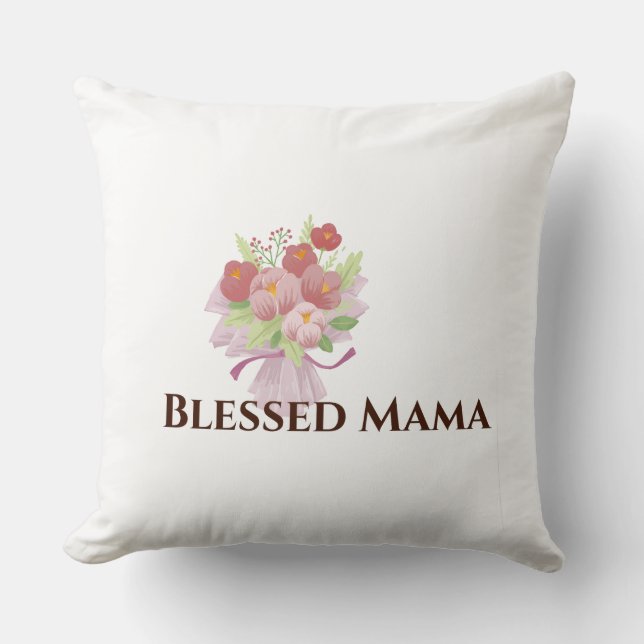 Blessed Mama Decorative Floral Throw Pillow Kussen (Voorkant)