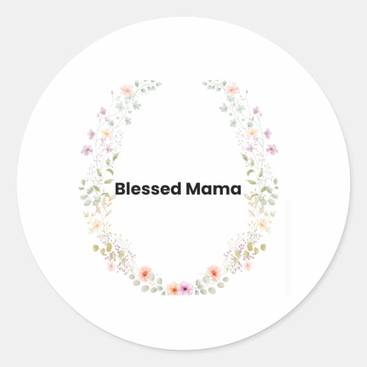 Blessed Mama Floral Inspirational Sticker (Voorkant)