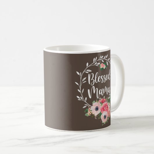 Blessed Mama Flower Decor Funny Koffiemok (Voorkant rechts)