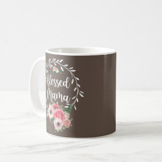 Blessed Mama Flower Decor Funny Koffiemok (Voorkant links)