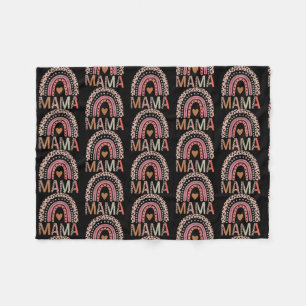 Blessed Mama Funny Leopard Boho Cute Rainbow Fleece Deken