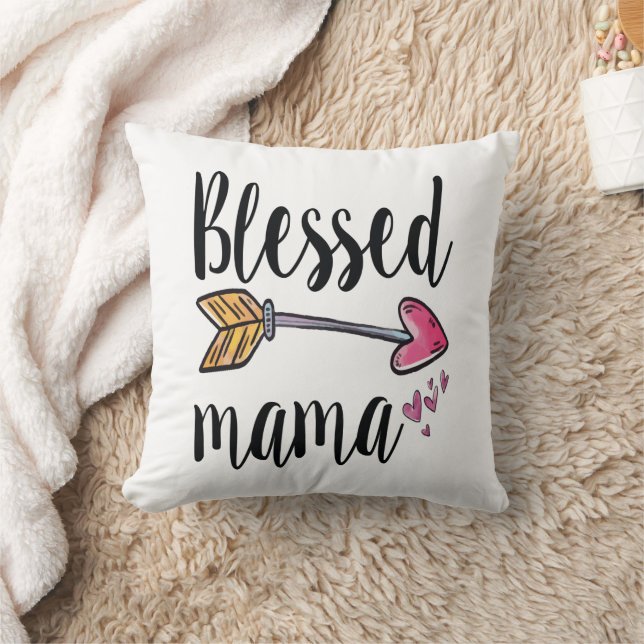 Blessed Mama Hearts Arrow Boho Gift voor mam Kussen (Deken)
