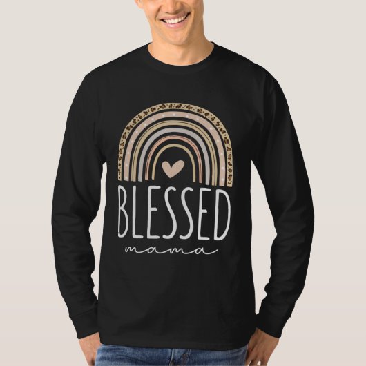 Blessed Mama  Leopard Rainbow T-shirt (Voorkant)