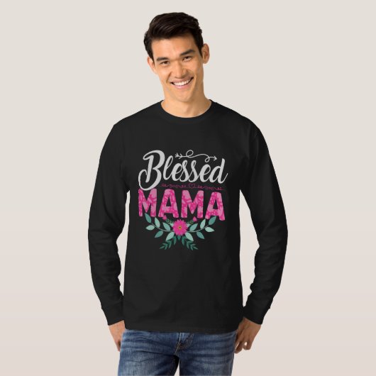 Blessed Mama Moederdag Flowers T-shirt (Voorkant volledig)