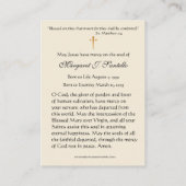 Blessed Mary Catholic Funeral Memorial Holy Card - Visitekaartje (Achterkant)
