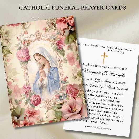 Blessed Mary Catholic Funeral Memorial Holy Card - Visitekaartje