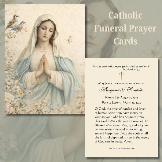 Blessed Mary Catholic Funeral Memorial Holy Card - Visitekaartje