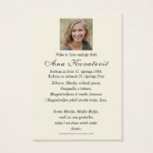 Blessed Mary Funeral Memorial Croatian Visitekaartje (Achterkant)