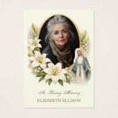 Blessed Mary Funeral Memorial Photo Prayer  Visitekaartje (Voorkant)