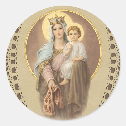 Blessed Mary Mother of Priests Jesus Eucharist Ronde Sticker (Voorkant)