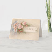 Blessed Mary Pink Vintage Roses Scripture Feestdagen Kaart (Voorkant)