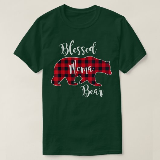 Blessed Mema Bear Red Buffalo Check Plaid Fun Gran T-shirt (Design voorkant)