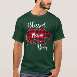 Blessed Mema Bear Red Buffalo Check Plaid Fun Gran T-shirt