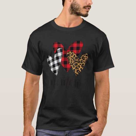 Blessed memaw leopard Buffalo Plaid memaw T-shirt (Voorkant)