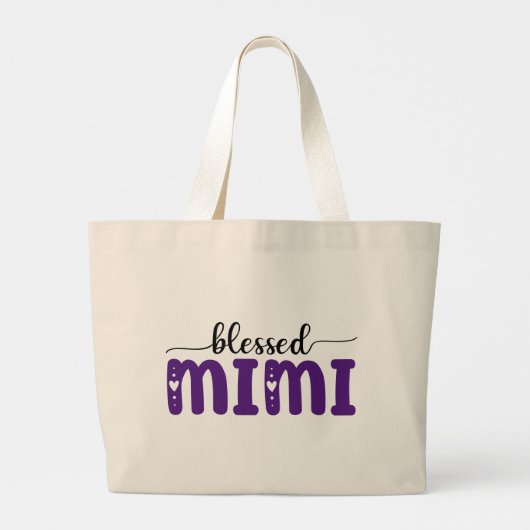 Blessed Mimi Grandma Personalized Moederdag Gift Grote Tote Bag (Achterkant)