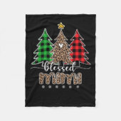 Blessed Mimi Leopard met kerstboompijn Rood Fleece Deken (Voorkant)