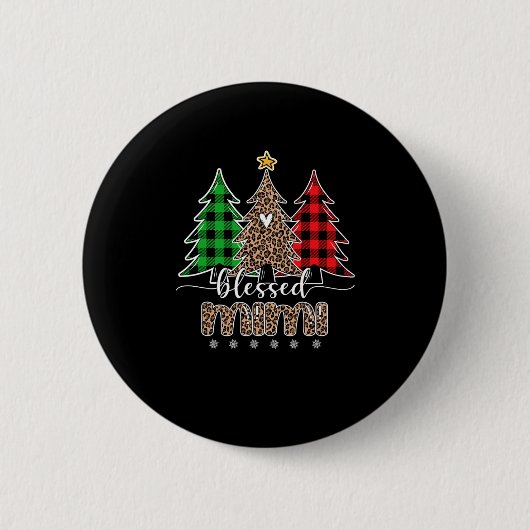 Blessed Mimi Leopard met kerstboompijn Rood Ronde Button 5,7 Cm (Voorkant)