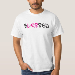 bLESsed-mns/white front&back T-shirt