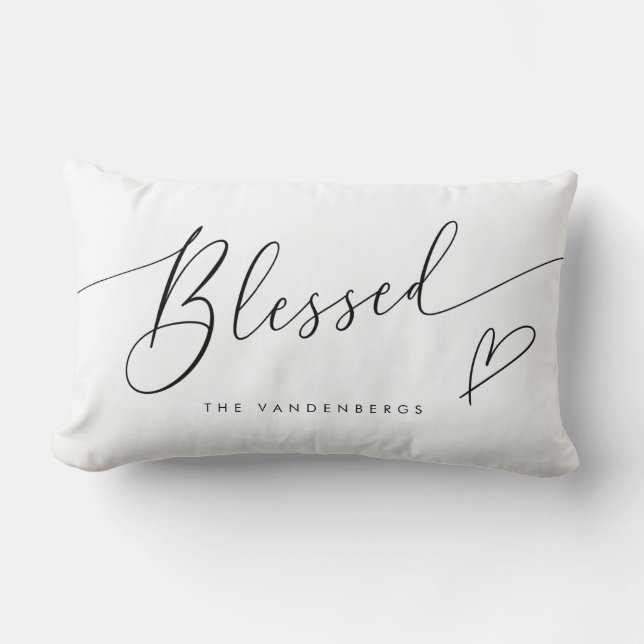 Blessed Modern Typography Heart Throw Pillow Kussen (Voorkant)