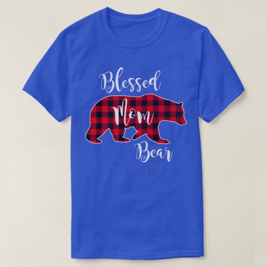 Blessed Mom Bear Buffalo Check Plaid Pattern Mama  T-shirt (Design voorkant)