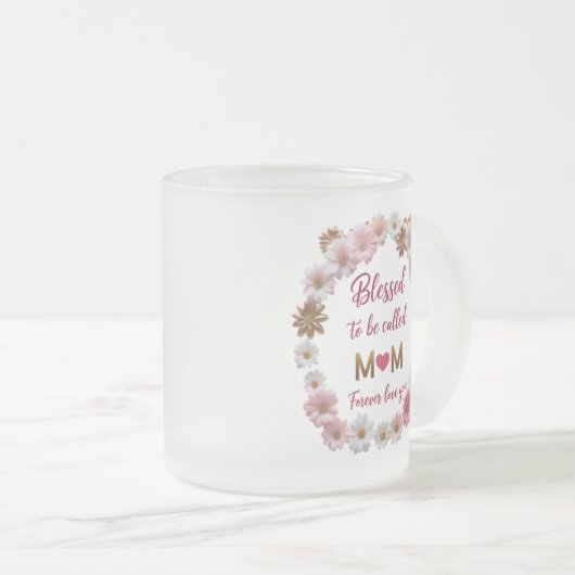 Blessed Mom Bloemen Frosted Mok (Voorkant rechts)